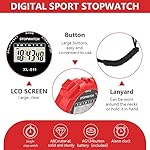 Vicloon Digital Sport Timer, Large Display Stopwatch with Single Lap Split, 12/24 Hour Clock Alarm Date for Coaches & Kids (Red) - Image 5