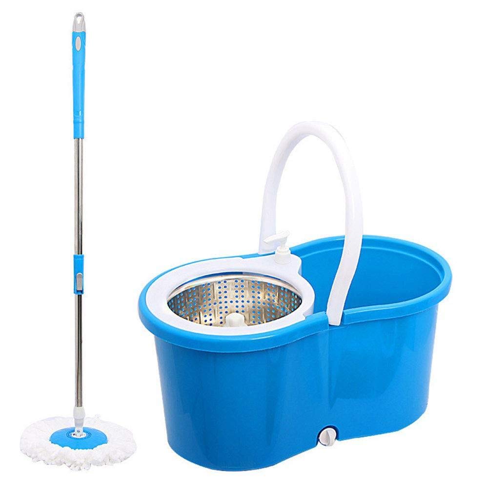HYZXK Mop Girante della Benna A Mano Set Microfibra Mop Mop Rotante di Ricambio per Il Piano di Pulizia,Blu