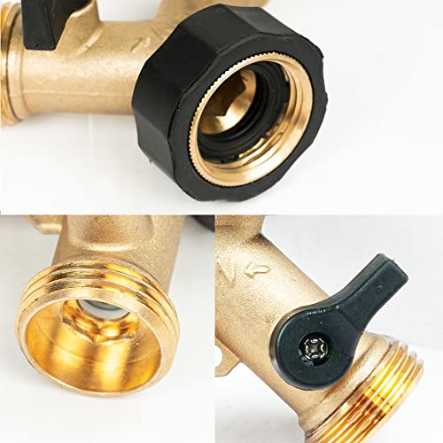 LIULO TOOL Brass Garden Hose Splitter 2 Way, Hose Y Splitter 3/4 Inch Heavy Duty Brass Hose Connector Tap Splitter, Hose Spigot Adapter 2 Valves with Rubber Washers (1 Pack) - Thumbnail 4