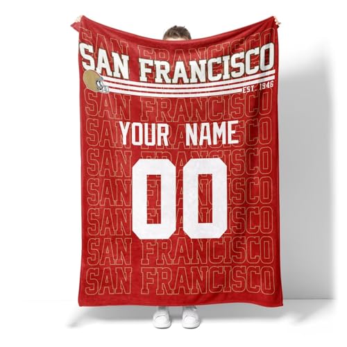 Image of ANTKING San Francisco Throw Blanket for Men Women Boy Custom Name and Number Gifts