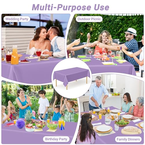Image of QZYL 4 PCS Plastic Table Cloth Disposable, 54x108 Inches Leakproof Rectangle Tablecloth, Heavy-Duty for Restaurant Party Decorations, Outdoor Picnic Tablecloth Congratulations Decorations