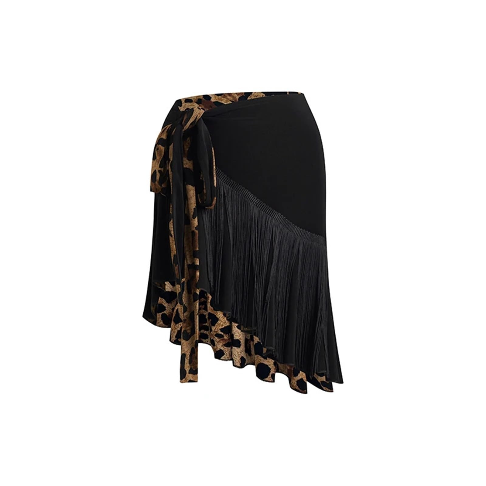 Latin-Tanzkleid mit Fransen Latin Dance Kleid for Frauen rückenfreies Top Leopard Quaste Rock Set Erwachsene Cha Kleidung für Aufführung