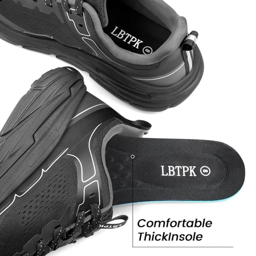 Men's Slip on Walking Sneakers - Lightweight Running Shoes - Cushioned Comfort for Gym, Training, Tennis, Workout - Athletic Fashion - Black/Beige Size 6.5-134