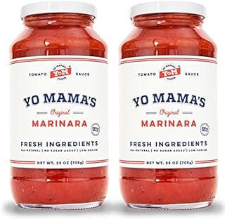 Keto Marinara Pasta and Pizza Sauce by Yo Mama's Foods - Pack of (2) - No Sugar Added, Low Carb, Low Sodium, Gluten Free, Paleo Friendly, and Made with Whole, Non-GMO Tomatoes.
