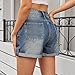 Women's Denim Shorts Trendy Summer Elastic Waist Ripped Distressed Casual Hot Shorts with Pockets Comfortable Stretchy (Blue, M)