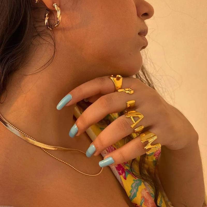 Fashion Adjustable Open Initial Rings for Women - Stainless Steel A-Z Letter Ring - Meaningful Wedding Jewelry Gift (Letter S)3