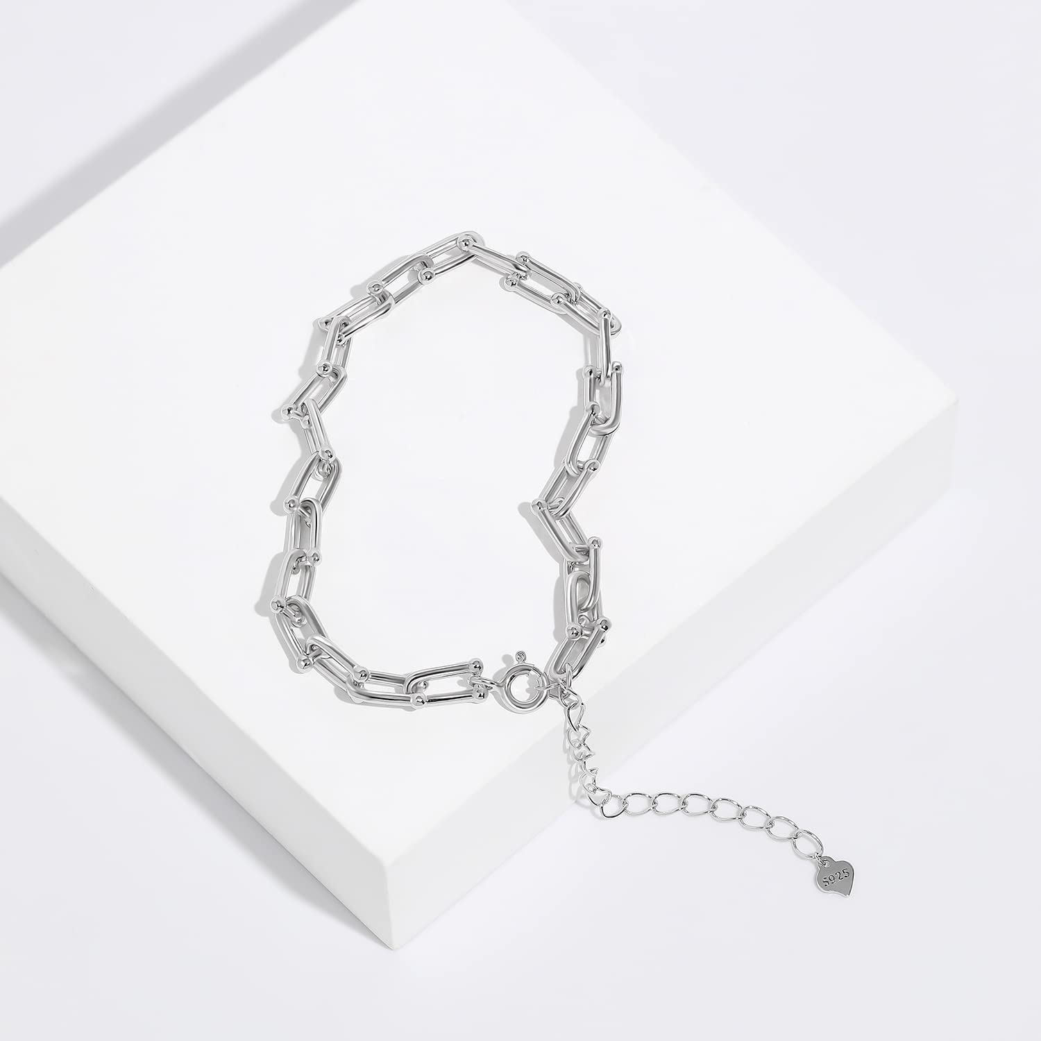 Meissa Bracciale a catena con graffetta in argento 925 Catena pieghettata d'oro fatta a mano Catena a graffetta Yello in oro puro riempita di brillantini Bracciale regolabile per donna, Oro