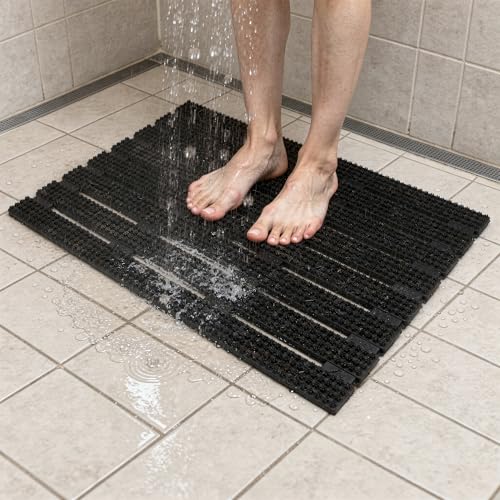 Image of Encasa XO Rubber Door Mat, Anti Skid Heavy Duty Floor Mat, Home Black