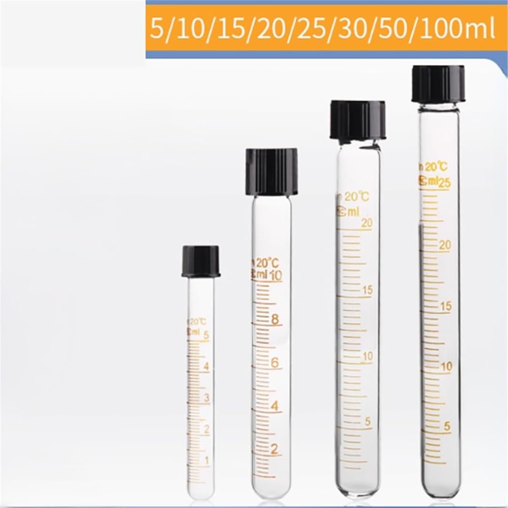 Tubo de centrífuga vidrio resistente a altas temperaturas, con fondo redondo y rosca, escala 5/10/15/20/25/30/50/100 ml Equipamiento de laboratorio
