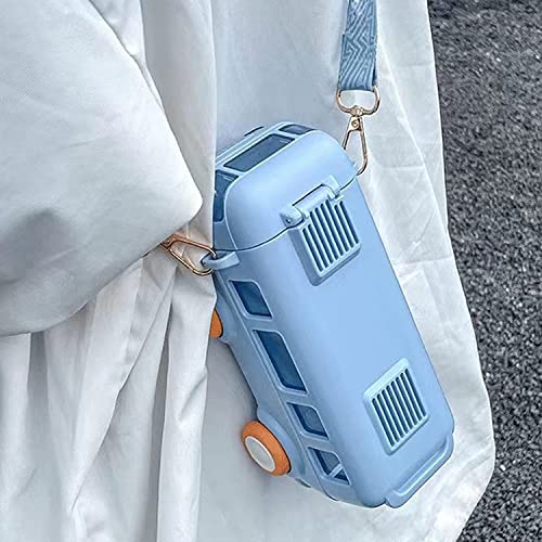 Portable Water Cup In Bus Shape,2023 Newest 16Oz Kawaii Car Water Cup With Strap And Straw, Detachable Double Leak-Proof Locking Flip Lid Drinking Cup For Outdoor And School (A-Yellow) #TOP3