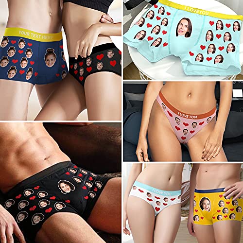 Personalized Boxers Briefs With Picture, Custom Face Underwear With Your Name, Cotton Briefs With Photo Funny Boxer Shorts Underpants Briefs Custom Gifts For Men Husband Father Boyfriend Him - L #TOP5