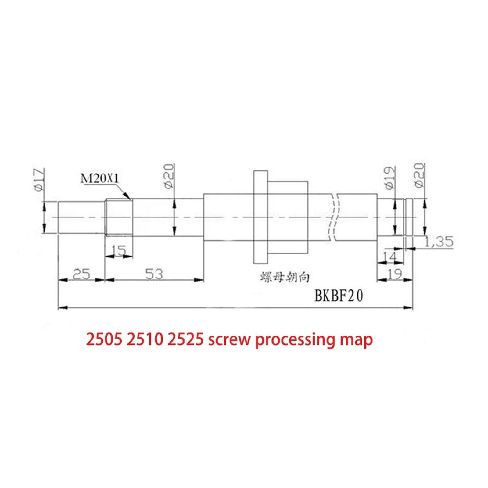 Metal Ball Screw nut 2505 BallScrew SFU2505 200mm-950mm C7 Ball Screw with 2505 Flange Single Ball Nut BK/BF20 End Machined for Part(650mm)