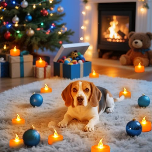 Image of Tea Lights Battery Operated Candles LED Tea Lights Flameless Candles 200+ Hours Flickering Fake Tealights for Sweetest Day Wedding Home Decorations Party (Orange Base, 24 Pack)