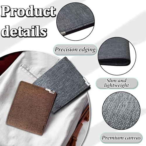 Mens Slim Wallet, Denim Fabric Men's Wallet Minimalist Wallet for Men, Mens Bifold Wallet Small Wallet for Teen Boys, Portable Credit Card Wallet for Work, Shopping (Jet Black)3