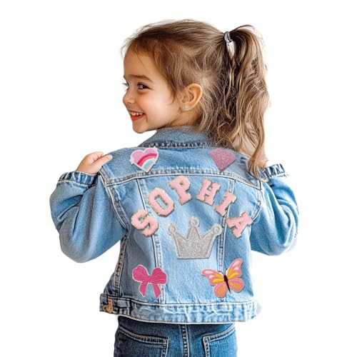 Kosmickiss Customized Kids Denim Jacket Designs Special Arch Names | Back To School Gifts For Students | Kids Clothes Girls Size 1-8