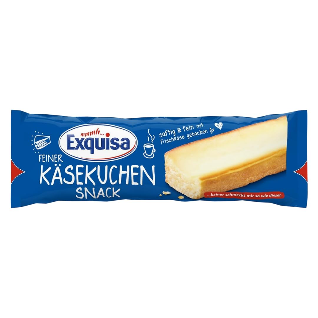 EXQU Käsekuchen Snack mit Frischkäse – 70 g | Kühlregal Rührkuchen, saftig und süß, 10 Er