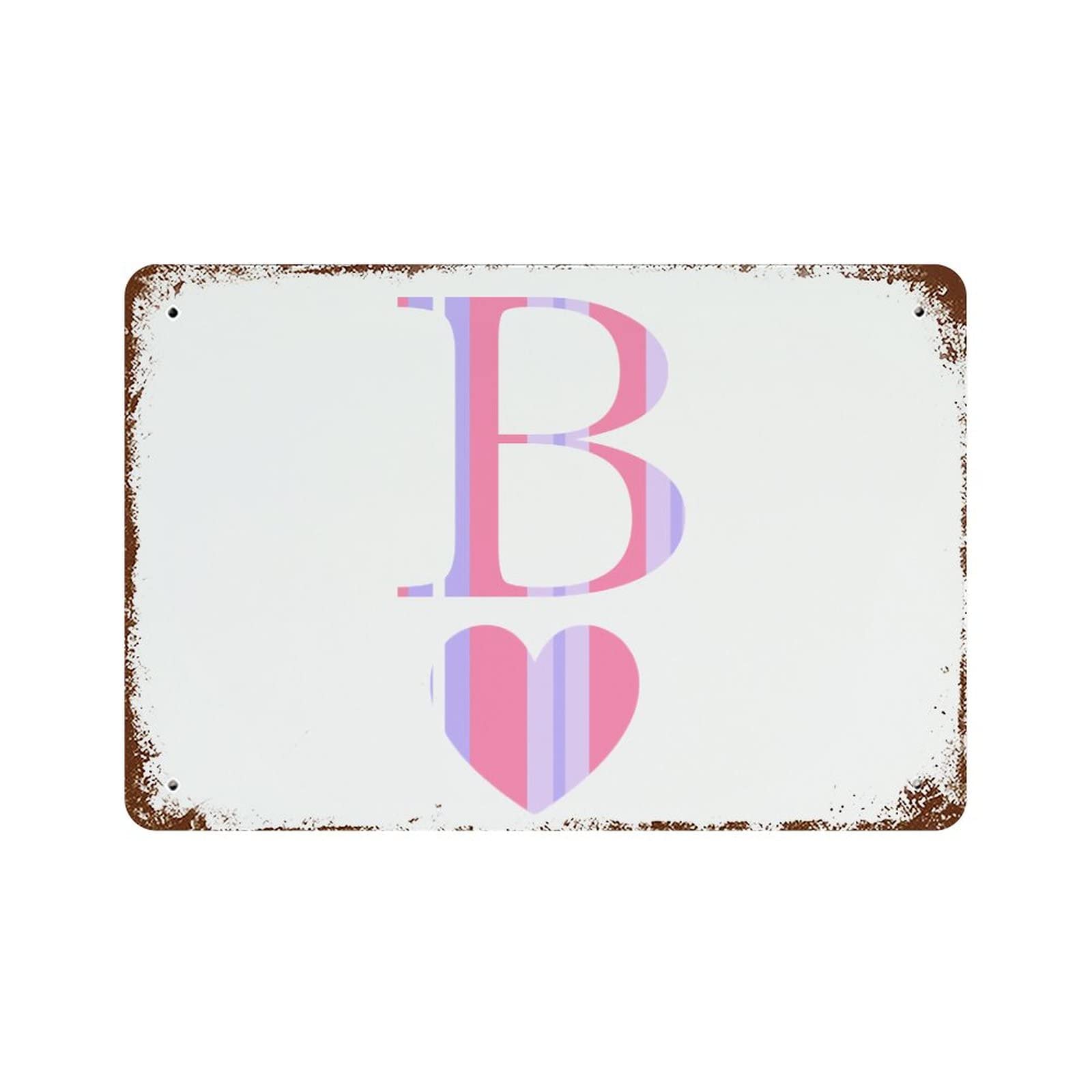 Panneau aluminium Saint-Valentin design lettre B et cœur, finition premium pour décoration