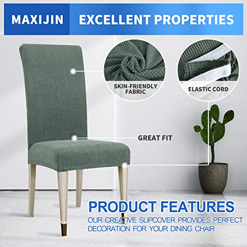 MAXIJIN Super Stretch Dining Room Chair Cover Jacquard Spandex Dining Parsons Chair Slipcover Removable Chair Protector Covers for Dining Room,Hotel,Kitchen,Ceremony (Pea Green - Image 3