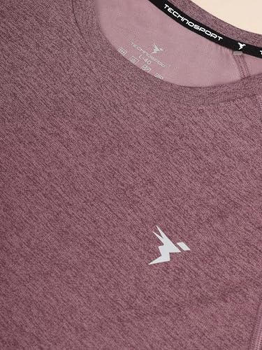 Image of TECHNOSPORT Men's Melange Slim Fit Round Neck T-Shirt Double Cool Raglan Sleeve Slip On Polyester for Gym Running Workout UPF50+ Anti Odour