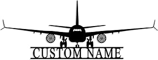 Personalized Airplane Wall Decor Custom Aviation Metal Wall Art Customized Name Metal Sign for Men Personalized Pilot Gifts Aircraft Decorations for Kids Boys Room