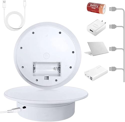 Miniatura 5 de Pantalla giratoria eléctrica de 360 grados, para exhibición de productos pequeños, tocadiscos de fotografía de producto de 7.87 pulgadas de diámetro