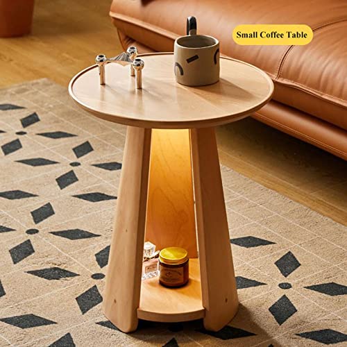 Table Basse Moderne et Ronde en Bois avec Étagère de Rangement - 6