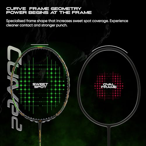 Image of Hundred Nitrix 70 Venom Badminton Racket with Full Cover|≤32 lbs | Head-Heavy Power | M46X Carbon | 6.1 mm Slim Shaft | Explosive Smashes & Control (Black /Green)