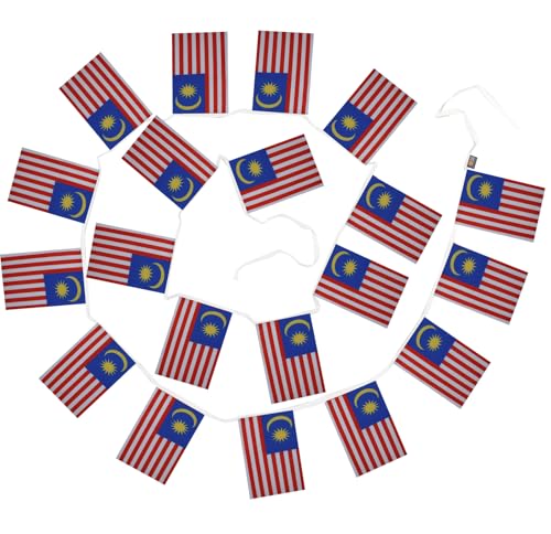 Image of AZ FLAG Malaysia 6 meters BUNTING Flag 20 flags 9'' x 6'' - Malaysian STRING flags 15 x 21 cm