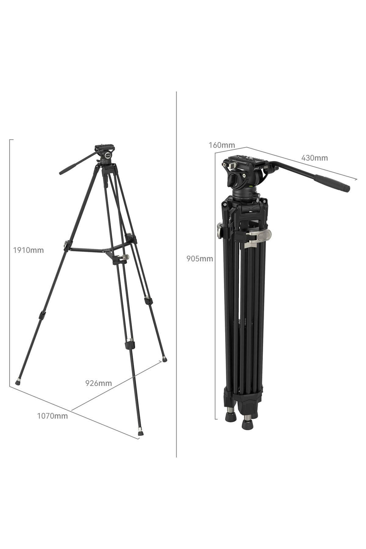 SMALLRIG AD-80 Trépied Vidéo Robuste avec Tête Fluide, 191cm Trépied Professionnel avec 75mm Adaptateur de Bol, Réglage de la Hauteur en Une Étape, Charge Jusqu'à 8kg, FreeBlazer Kit - 4163