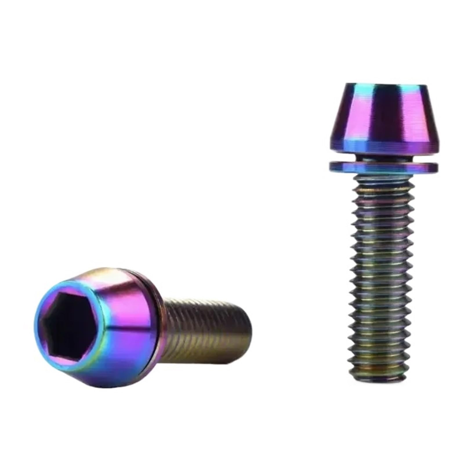 2-6 szt. śrub tytanowych M5 M6X16/18/20/25 z łbem stożkowym i podkładką uszczelniającą do mostka rowerowego(Rainbow,6pcs,M6X25mm)