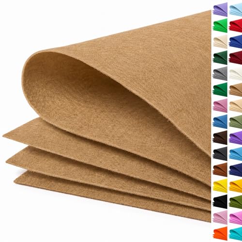 Image of Tan Large Felt Fabric 36 inch x 36 inch (1 Square Yard), 1mm Stiff Felt Sheet, Nonwoven Fabric for Crafts, DIY Projects, Art, Sewing, Lining & Decorations