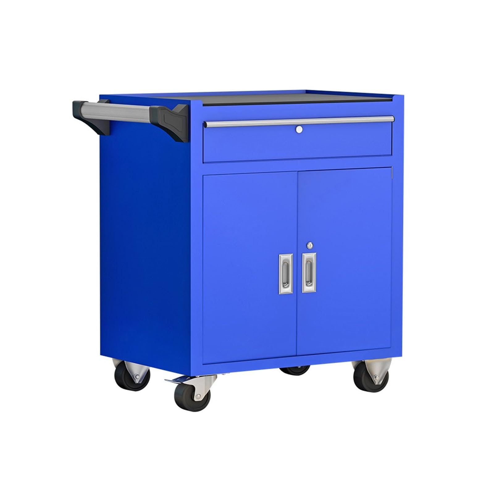 Heavy-Duty Mobile Tool Cabinet - Industrial Steel Cart with Wheels and 1 Drawers for Workshop and Repair Storage and Toolbox(Blue)