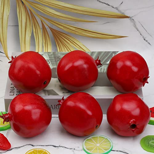 Gresorth 6Pcs High Grade Fake Pomegranate Decoration Artificial Realistic Fruit Simulation For Home Party Holiday Christmas Display #TOP5