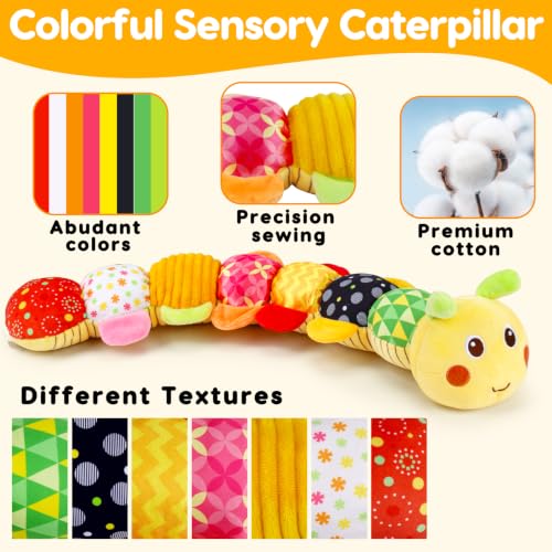 Image of Topsochir Baby Caterpillar Toys 0-3-6 Month Musical Stuffed Animal Plush Tummy Time Toy for Infant 6-12 Month Teething Sensory Toy with Crinkle Rattle Babies 0 2 3 4 5 6 Month Newborn Birthday Gifts