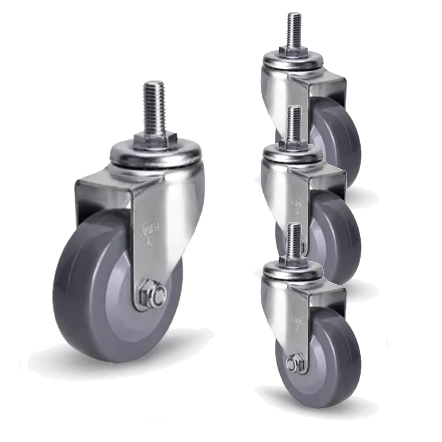 Roulettes pivotantes robustes à filetage M12, rotation fluide 4 meubles