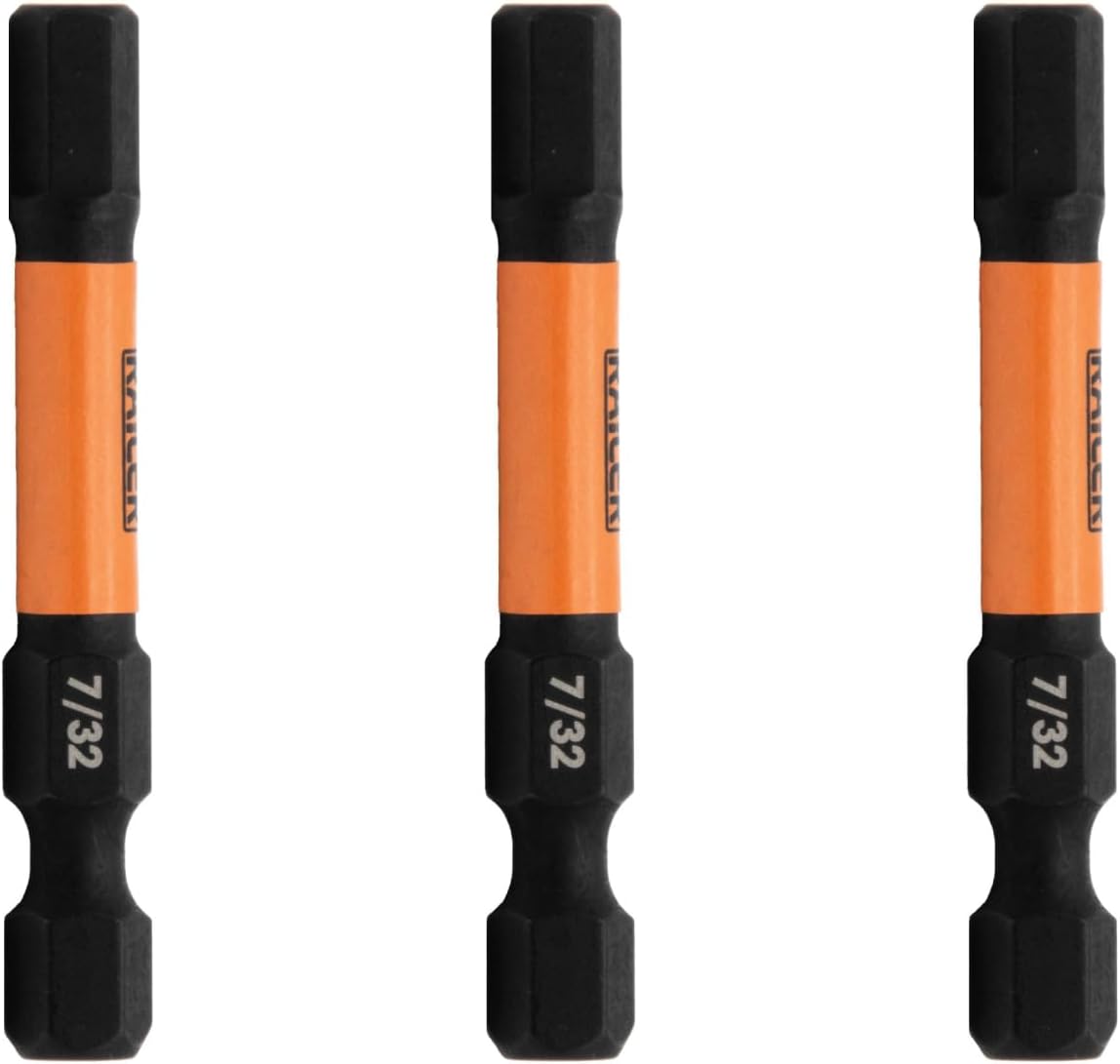 Railer Hex 7/32" Tamper Proof 2" Bits - Hex Security 7/32" Impact Driver Bits. 1/4" Shank S2 Steel Tamper-Resistant Allen Bits (3 Pack)