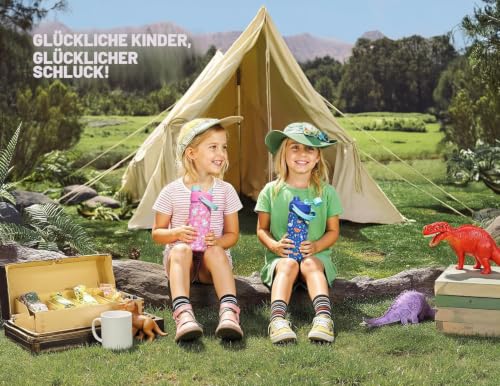 POWCAN Kinder Edelstahl Trinkflasche, Auslaufsicher, 2-in-1 Deckel, 355ml – Ansicht 2