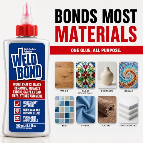 Image of Weldbond Multi-Surface Glue Non Toxic for Mosaic Wood Ceramic Craft 5.4oz | Non Toxic Glue Dries Crystal Clear Heavy Duty Adhesive Glue for Craft, Ceramic, Wood Working, Glass, Porcelain, Tile and more