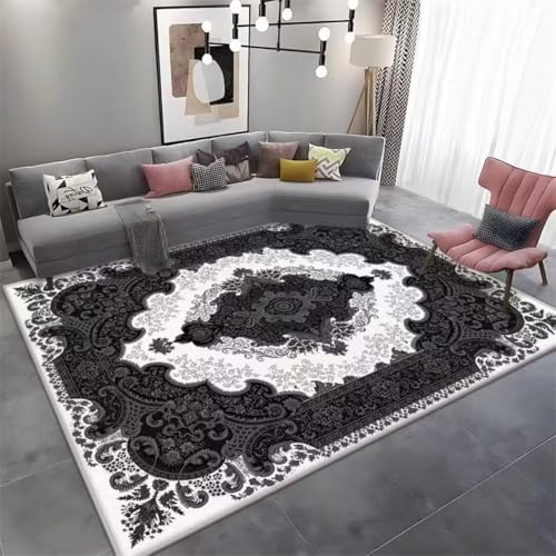 ROSURUG Deko Küche Teppich Landhausstil 80X160CM Blumenmuster Design Wohnzimmer Schlafzimmer Teppich bequem Fleck waschbar Kinderteppich Kinderzimmer Möbel Grau