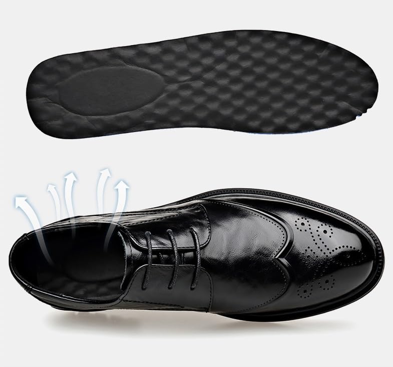 Oxfords Shoes Men's Classic Retro Casual Shoes Mens Casual Dress Shoes Leather Luxury Men's Patent Leather Formal Business Oxford Dress Shoes(Brown,9.5)4