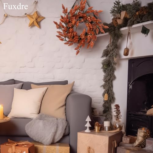 Fuxdre 2 Pcs Christmas Candle Rings Wreaths, 10 Inch Candle Wreath with Artificial Red Pinecone, Christmas Candle Holder Indoor Decor for Home Kitchen Cabinets Centerpieces for Tables — view 5