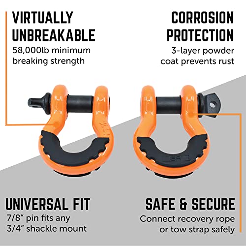 Gearamerica Off-Road Recovery Kit | Tow Strap + Tree Saver + Heavy Duty Snatch Block Pulley + Orange D-Ring Shackles + Winch Line Dampener Bag + Recovery Gloves | Ultimate 4X4 Winching Accessories #TOP2