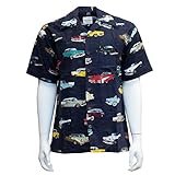 David Carey Chevrolet Camp Shirt – Retro Inspired – Button Up Collared Short Sleeve Navy Blue...