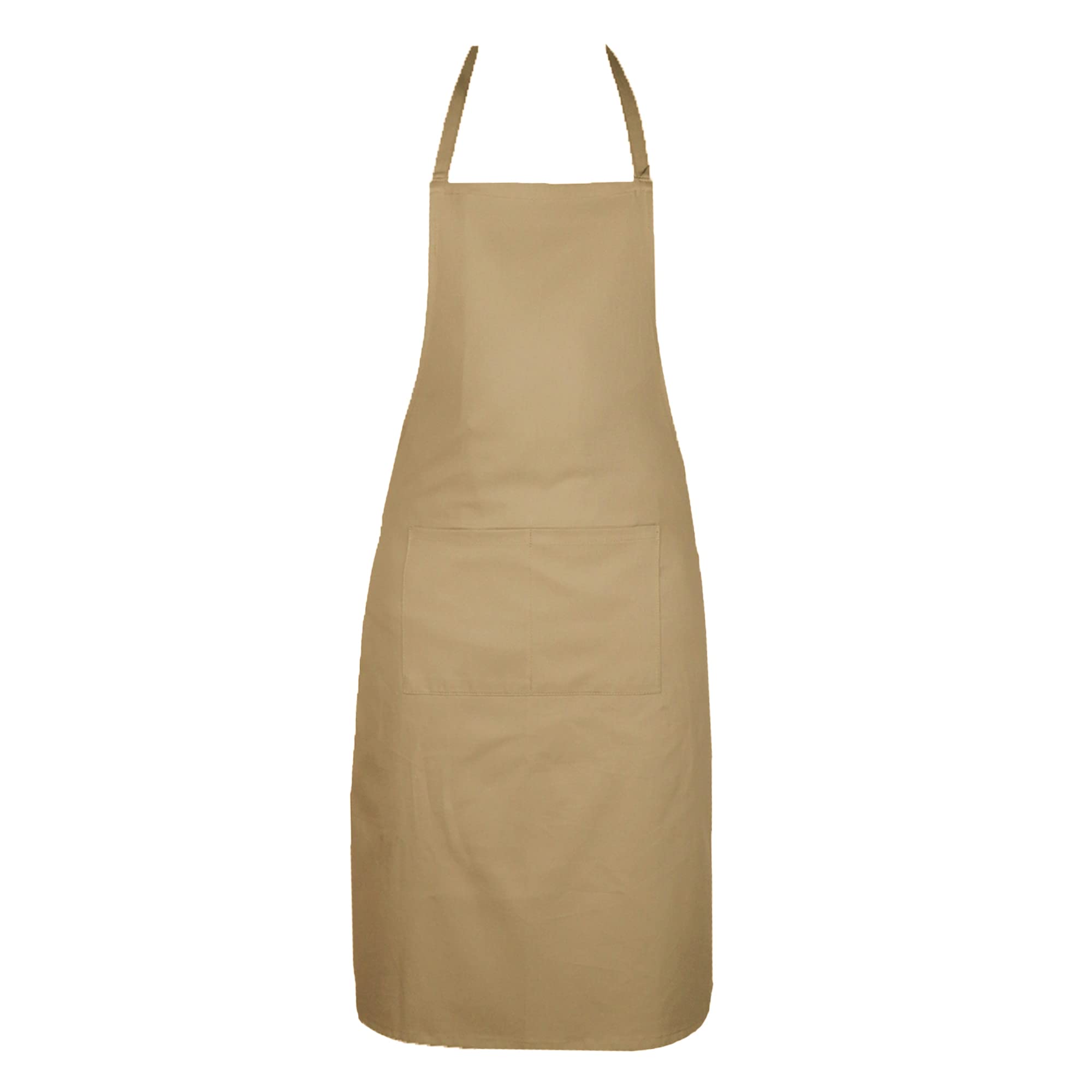 P-H Unisex Khaki Full Apron Adjustable 2 Front Pockets Chef Apron Kitchen Café, Pub And Restaurant Men And Women Apron (Khaki)