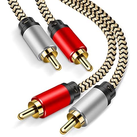 RCA Cable 1M,Hanprmeee 2RCA Male to 2RCA Male Audio Stereo Subwoofer Cable Nylon-Braided Auxiliary Audio Cord for Home Theater, HDTV, Amplifiers, Hi-Fi Systems,Speakers (1M/3FT) Cover