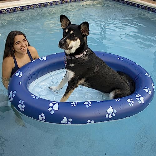 Poolcandy Inflatable Pet Float - Easy Set Up Doggy Pool Floats (Up-To 100Lb Paw Large) #TOP2