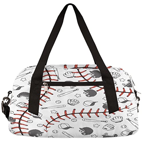 Sport Baseball Lace Kids Duffel Bag,Ball Theme Sport Gym Bag For Boys Girls Teen,Weekender Overnight Tote Bag Carry On Travel Duffel Bag For School Gymnastic Ballet #TOP6