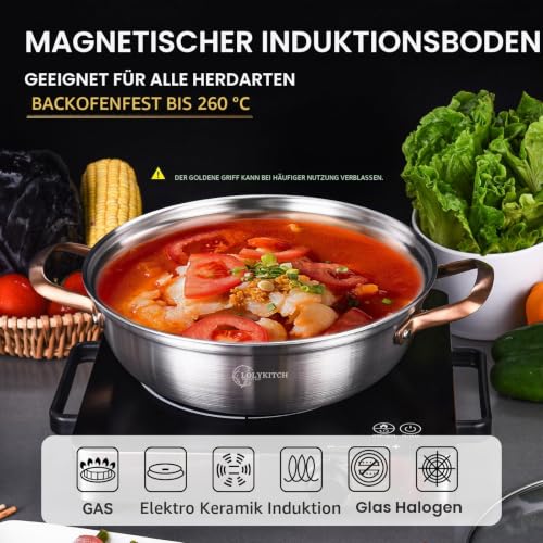 LOLYKITCH Schmorpfanne Hoher Rand Edelstahl - 30 cm mit Deckel/3.5 L – Ansicht 3