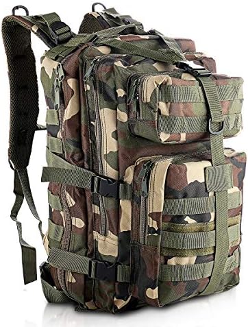 Military Tactical Backpack Army 3 Day Assault Pack Rucksack Molle Bag Bug Out Bag Day Pack for Hiking Camping Traveling (35L, Jungle Camouflage)