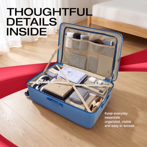 Image of American Tourister Zenrix | Check-in Trolley Bag (67 cm) | 360 8 Wheel Travel Luggage | Hard Case Polycarbonate Suitcase | Recessed TSA Lock | Deep Blue & Light Blue